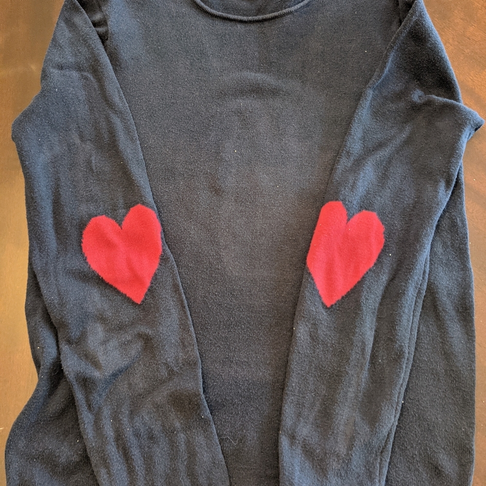 Dark blue heart elbow sweater